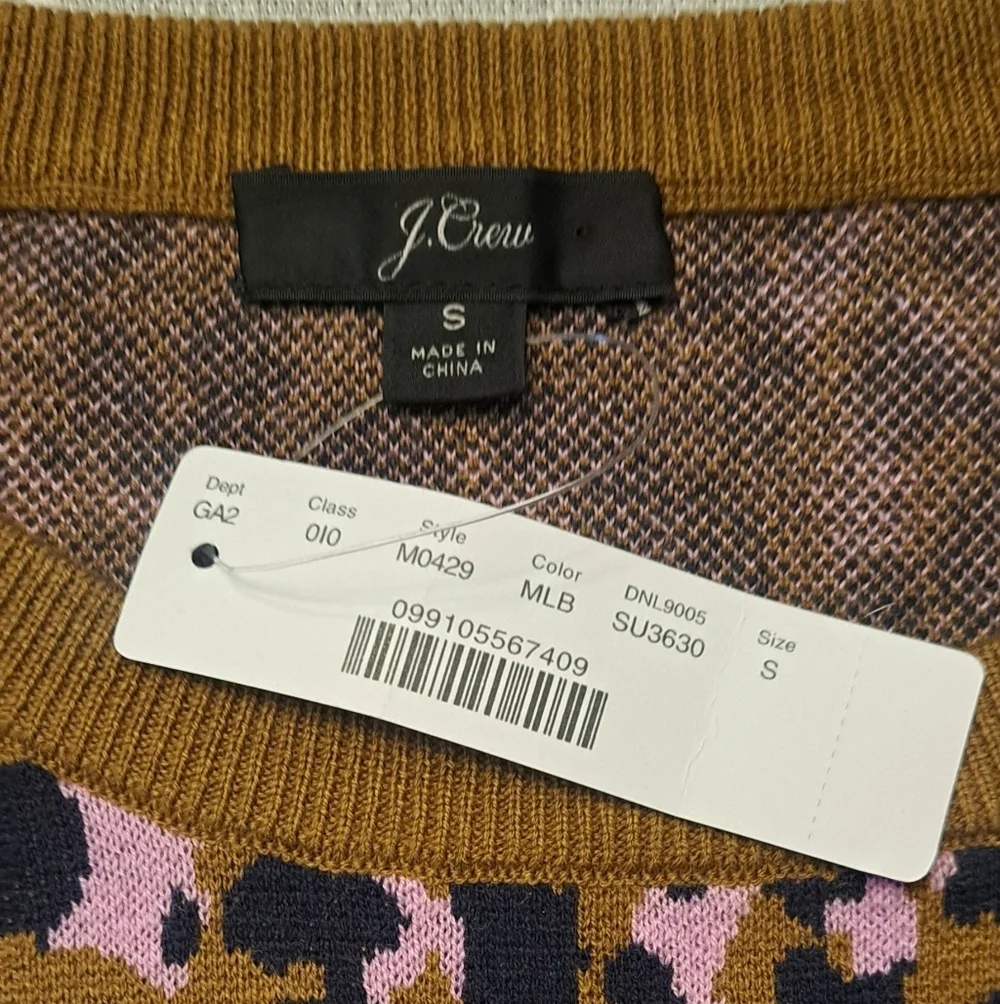 J.Crew Leopard Print Merino Wool Blend Sweater – Size Small